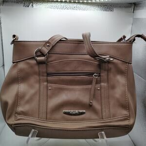 Rosseti Tan Faux Leather Multi-Pocket Satchel Shoulder Bag